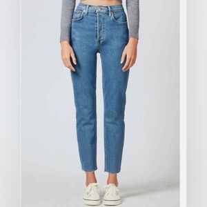 Re/Do 90s High Rise Cropped Skinny Classic Blue Jeans